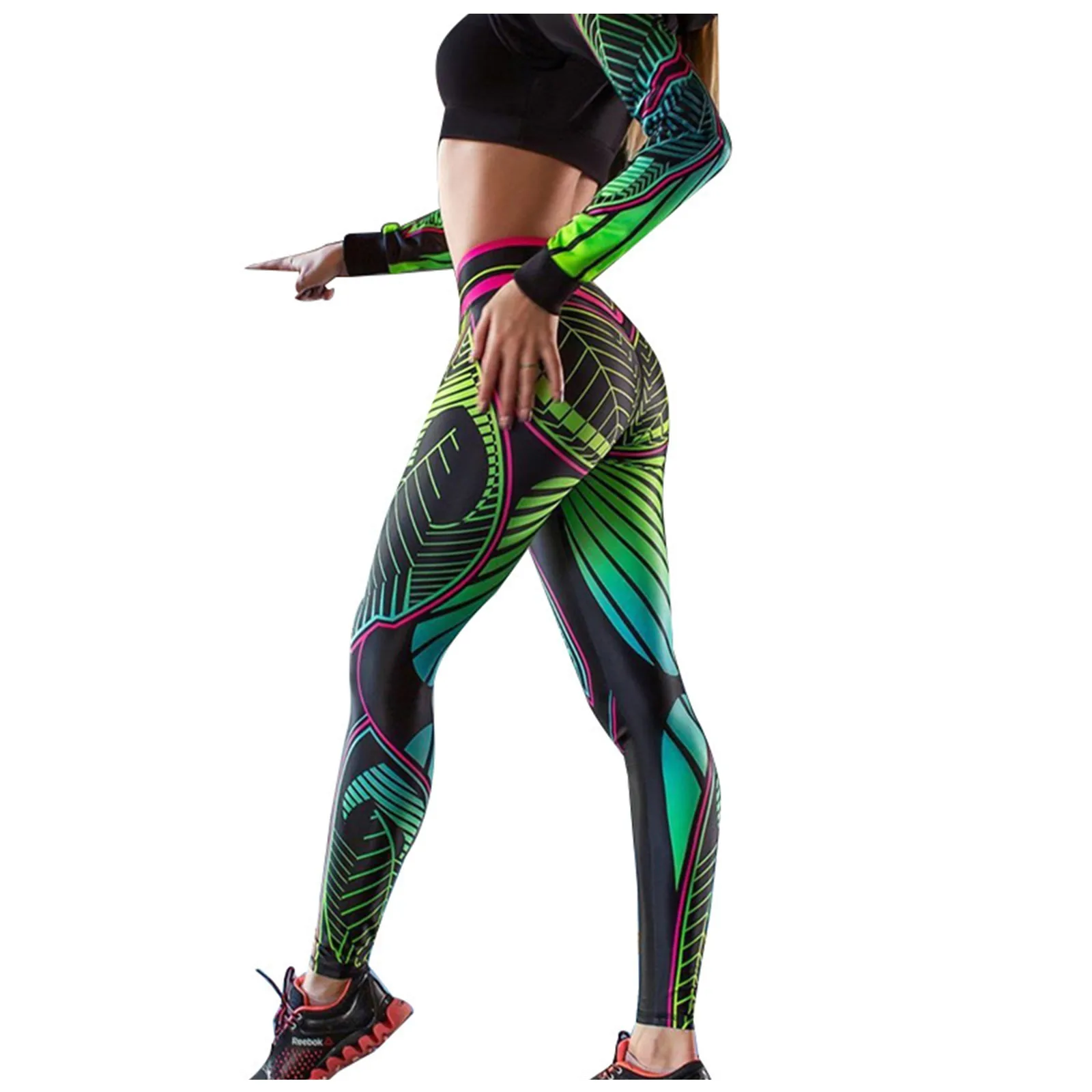 Women\'S Printed Hip Lift High Waist Color Fitness Running Leggings Ladies Sports Leggings Yoga Athletic Fitness Print Pants