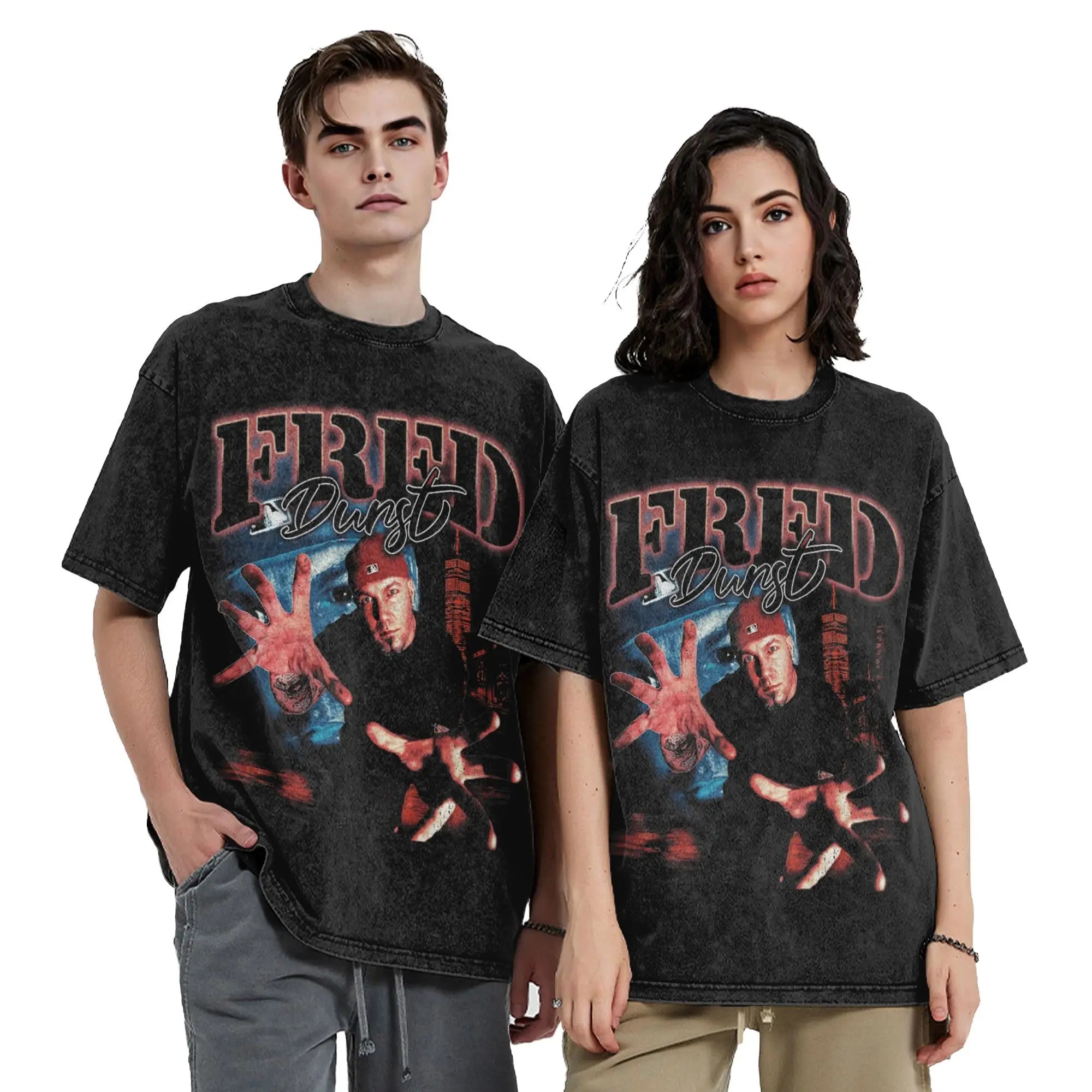 Fred Durst Bootleg Vintage 90s Limp Bizkit Washed T Shirt Streetwear Hip Hop T-Shirt  Tee Shirt Men Women Cotton Harajuku