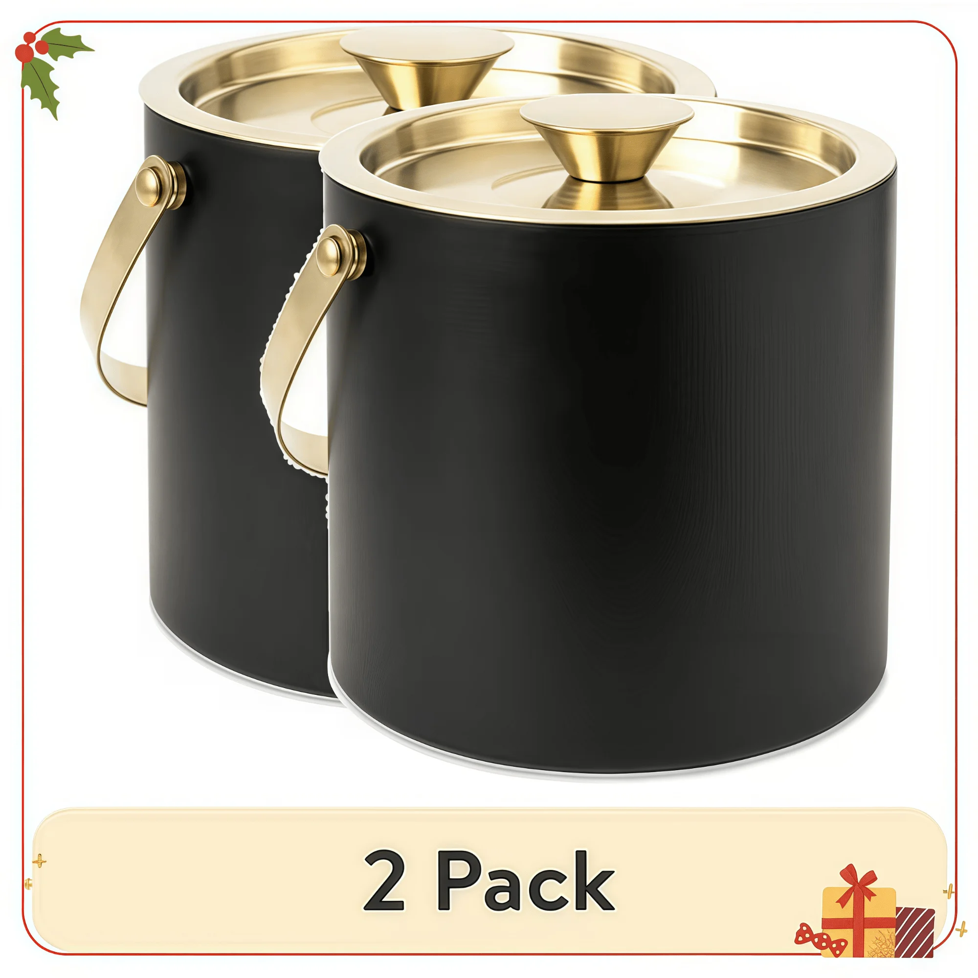 

2-Pack Stainless Steel Ice Buckets, Insulated Chrome Tins for Beverages, Entertaining & Home Bar Use