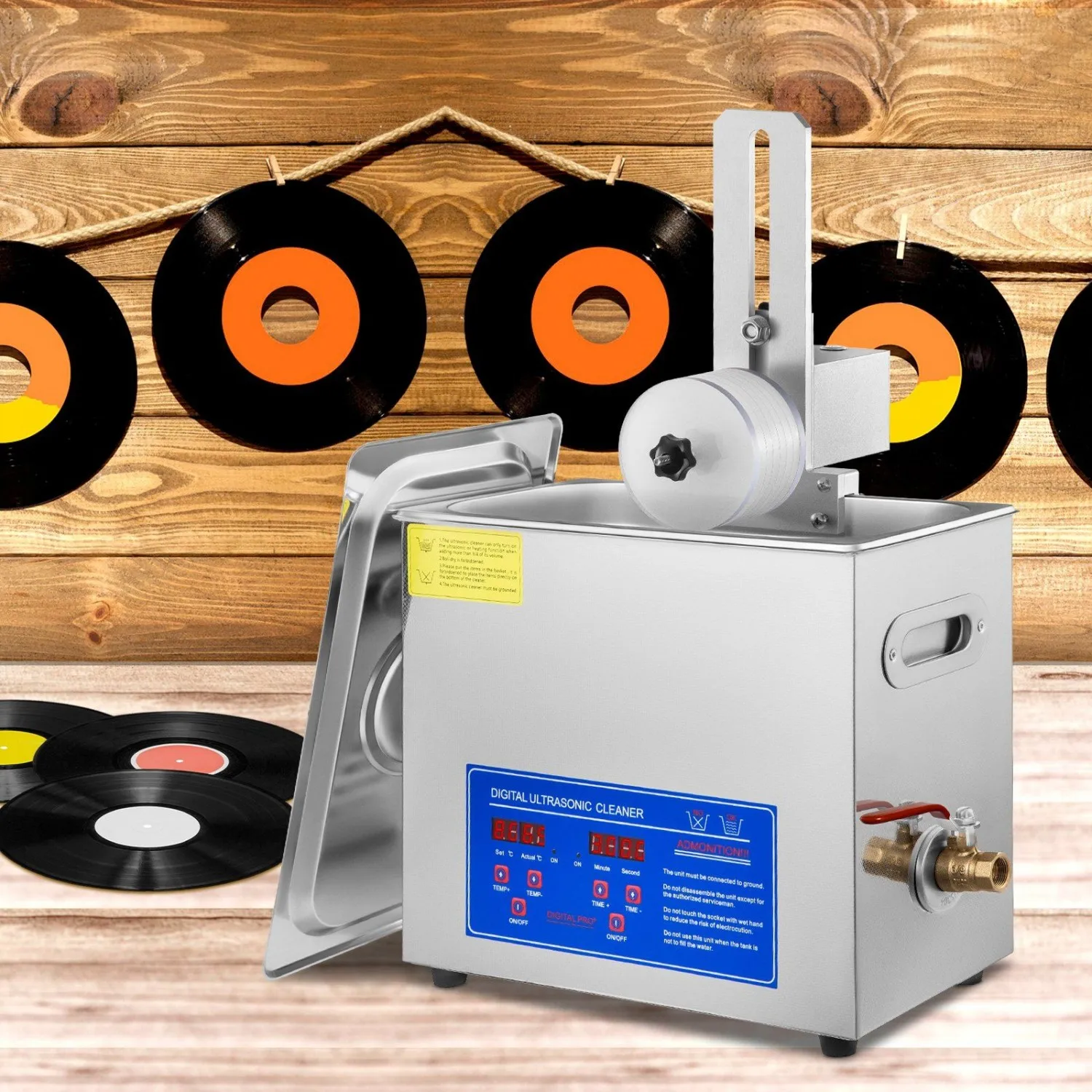 Ultrasonic Cleaner 6L Ultrasonic Vinyl Cleaner 7-12 Inch 8 Records Ultrasonic Vinyl Cleaning Machine 180W Ultrasonic Records Cle
