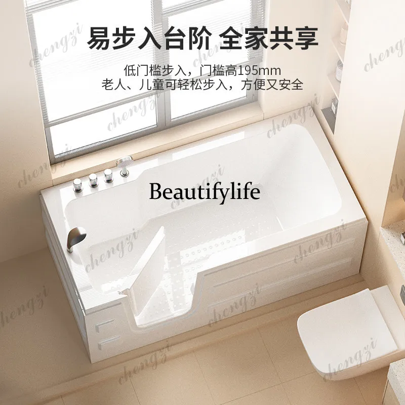 Home bathroom side-opening walk-in acrylic bathtub for adults