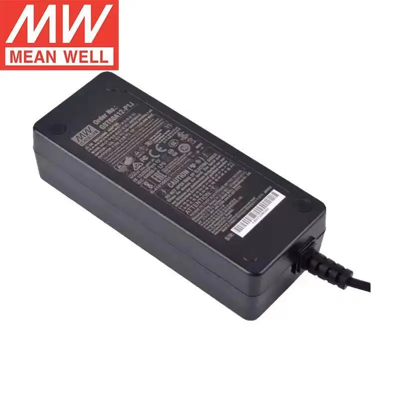 GST60A12-P1J MEAN WELL Industrial Desktop Adaptor 110V/220V AC to 12V DC 5A 60W Meanwell Level VI Adapter