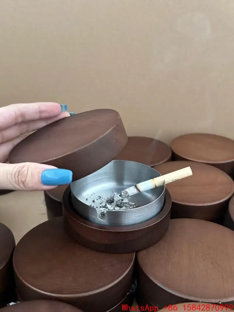 

Пепельница из грецкого ореха с крышкой, антилета, ясень