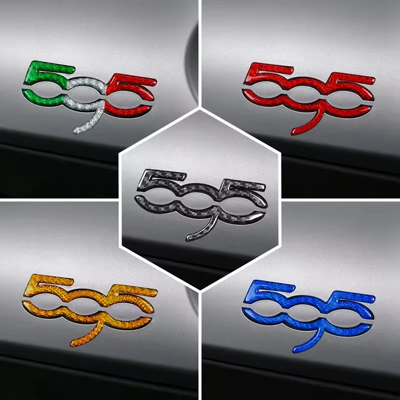 

For Abarth 595 Fiat 500 2007-2024 Real Hard Dry Tricolor Carbon Fiber Sticker LHD RHD Car Dash Badge Conversion Dashboard Trim