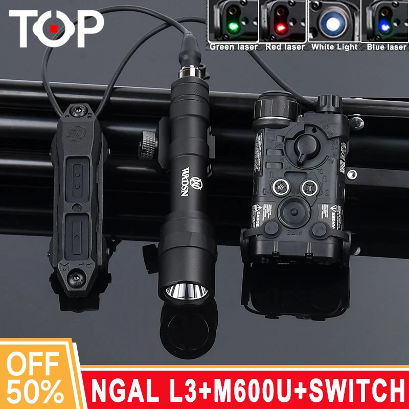 WADSN Tactical NGAL Red Green Blue Indicator M300A Hunting Scout Light White LED Spotlight Remote Switch Fit 20MM Rail