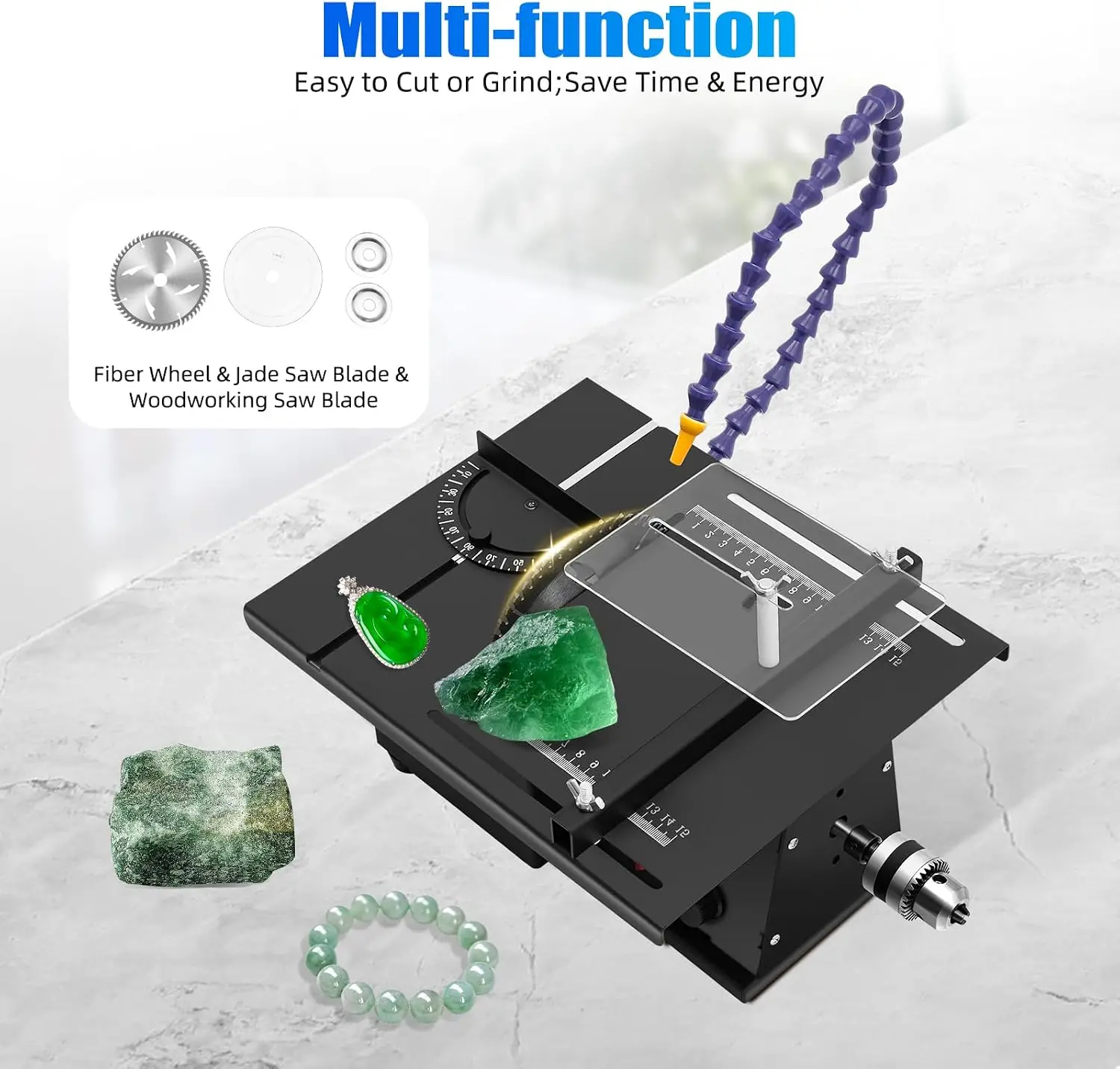 NEW Rock Saw for Cutting Rocks, 1850w Jewelry Polisher Grinder, Adjustable 0-10000rpm Lapidary saw with Cooling System Cold-Rolled Steel Construction for Gem, Jade, Woodworking - view 4