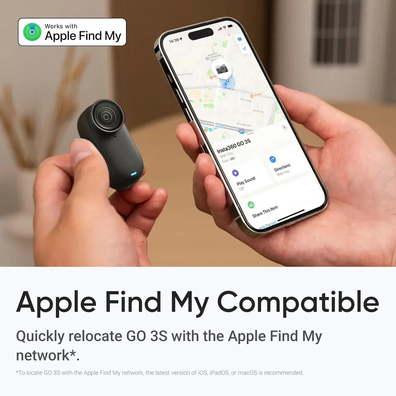 Insta360 GO 3S 4K Piccola fotocamera portatile per vlogging, POV a mani libere, Montaggio ovunque, Stabilità, Durata della batteria di 140 minuti, Impermeabile 10 m