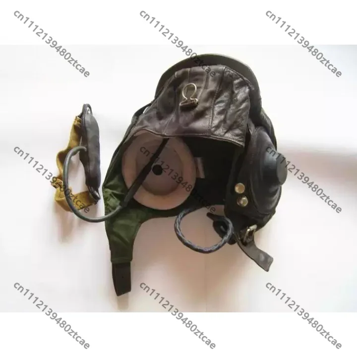 Soft Leather Summer Pilot Cap Communication Hat Vintage Collectible Leather Helmet Headwear For Collection