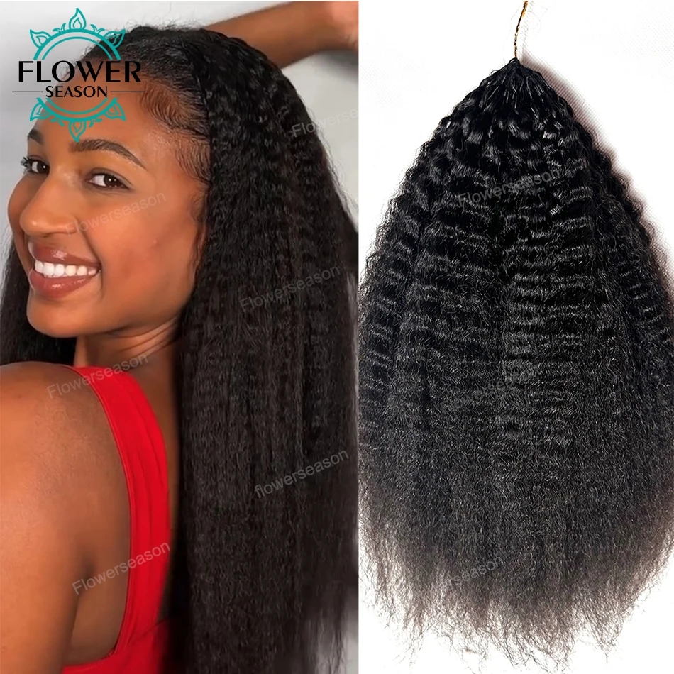 

Kinky Straight Crochet Human Hair Extensions Knotless Pre-Separated Crochet Hair Reusable 60g 50strands Natural Black for Women
