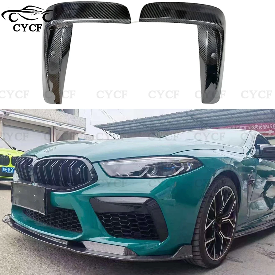 For BMW M8 F91 F92 F93 Carbon Fiber Car Front Bumper Wind knife Splitter Spoiler Air Knife Tuyere Surround Trim Body Kit