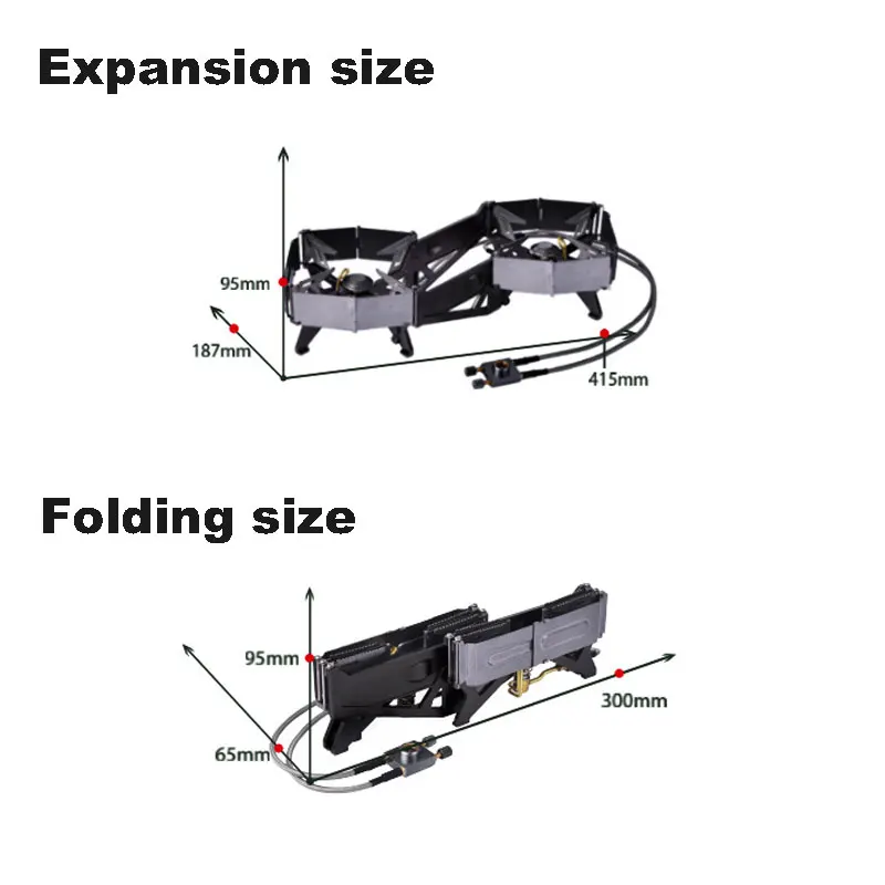 Imagem -06 - Brs-fogão Duplo Queimador Dobrável Controle Individual Válvula Interruptor Portátil ao ar Livre Camping Forno Brs32