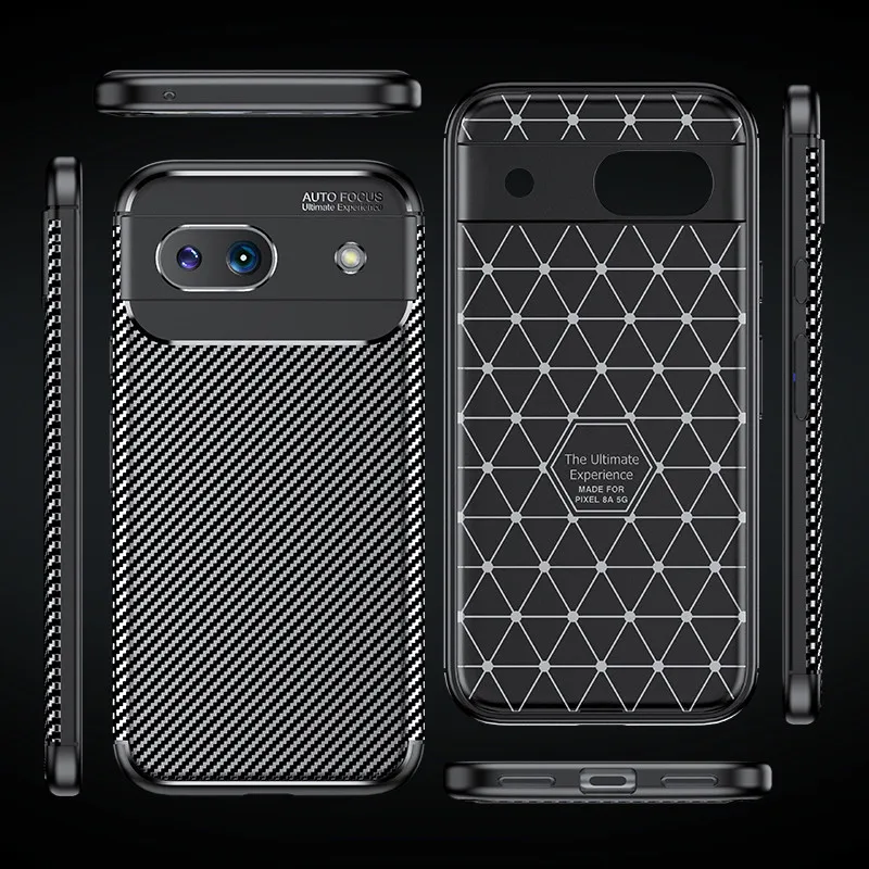 For Google Pixel 8A Case For Pixel 7 8 Pro 6A 7A 8A Cover Carbon Fiber Shockproof Silicone Protective Bumper For Google Pixel 8A