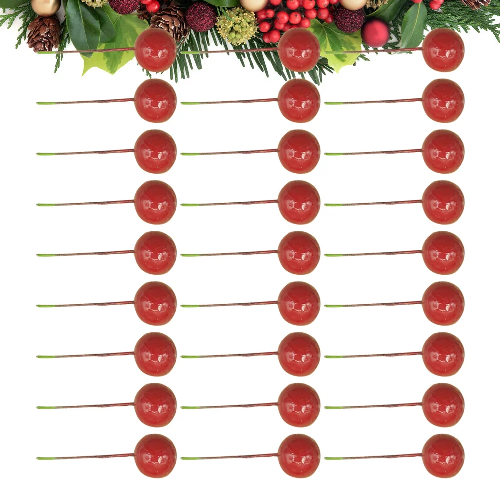 80 Pcs Decorations Berry Christmas DIY Ornament Material 2cm Ornaments Red Decorative Berries Simulation