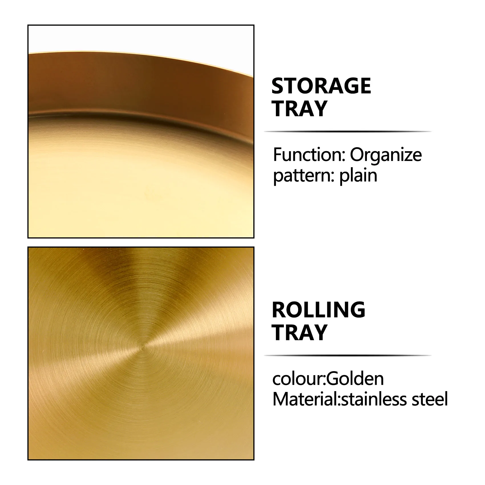 ETRT Round Gold Tray,Metal Decorative Tray Makeup Tray Organizer For Vanity,Bathroom,Dress,Matte Brass Finish