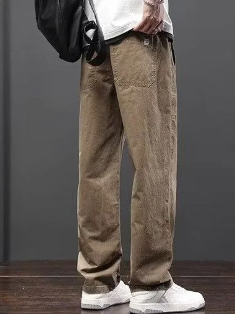

Plain Trousers Man Spring and Autumn Straight Hiking Outdoor Loose Aesthetic Designer Cotton Korean Style Cargo Pants for Men