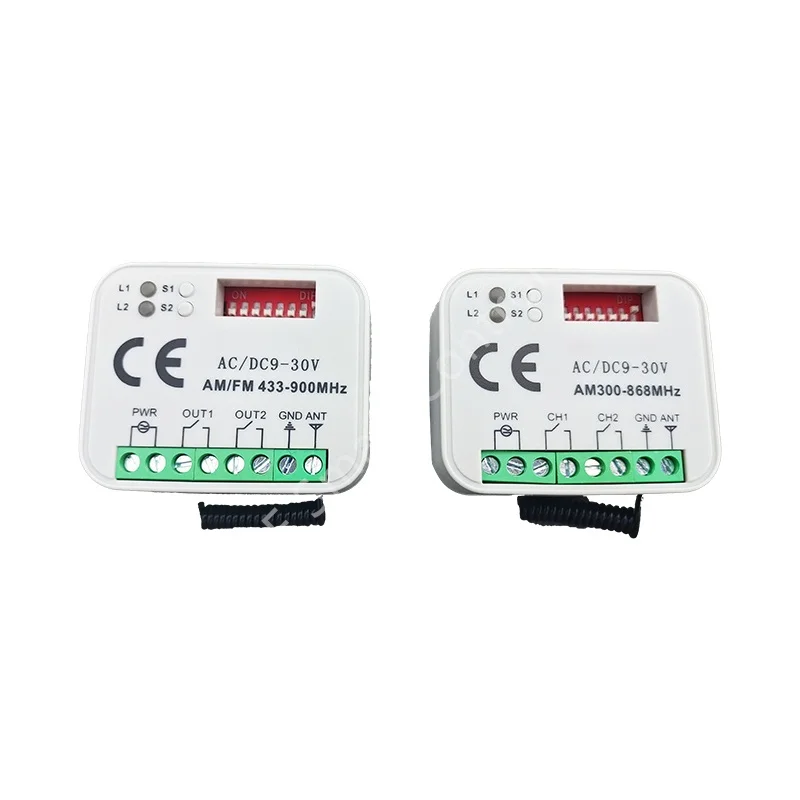 RF Wireless Multi Frequency 2 Channel Rolling Code Receiver for Garage Door & Gate