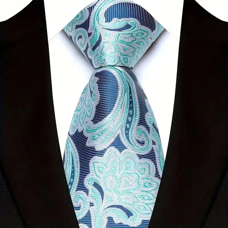 Luxury 8CM Mens Necktie Floral Paisley Ties For Man Groom Jacquard Woven Neck Tie  Accessories For Business Wedding Party
