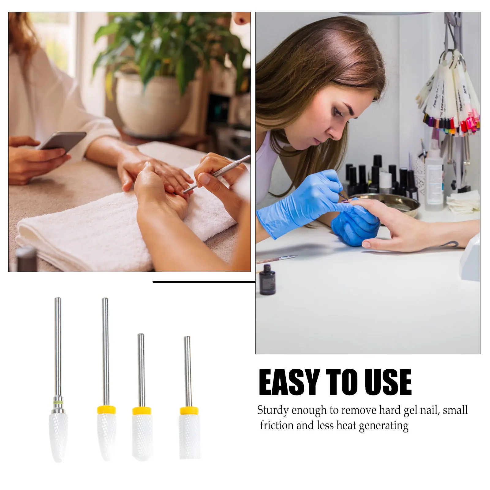 

4Pcs Ceramic Nail Drill Bits Replacement Heads Sturdy Grinding Tools for Natural Artificial Nails Cuticle Removal Nail Art