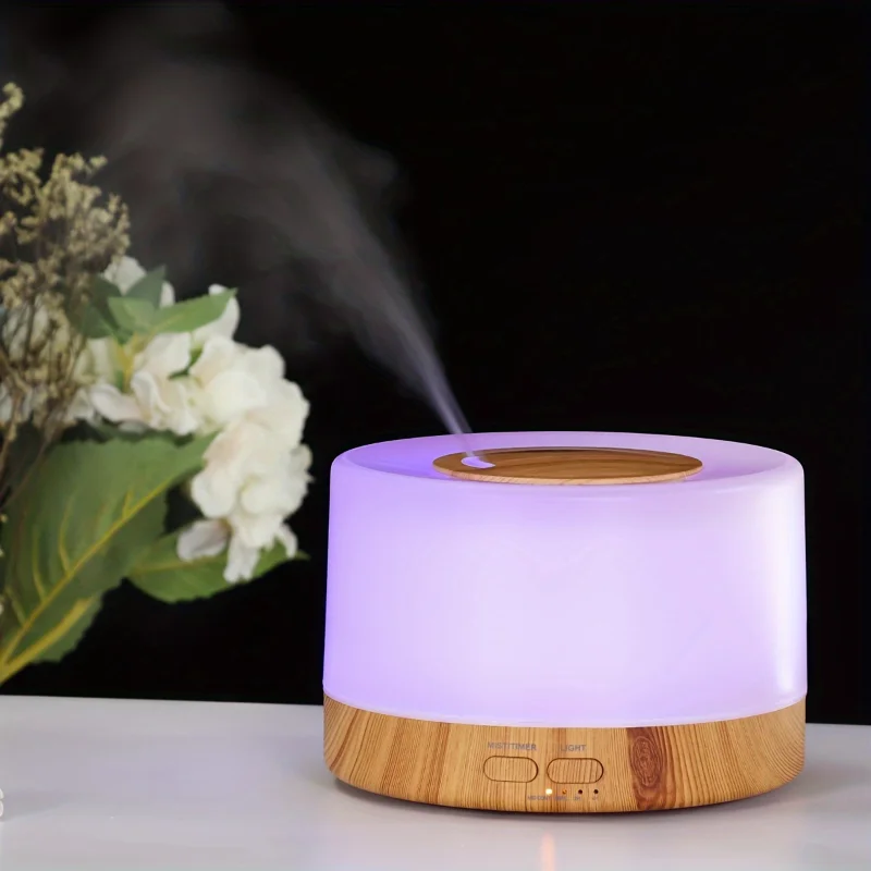 Essential Oil Diffuser 500ML Cool Mist Air Humidifier With USB-C Power Cord 4 Timers 7 LED Color Changing Lights For Small Room