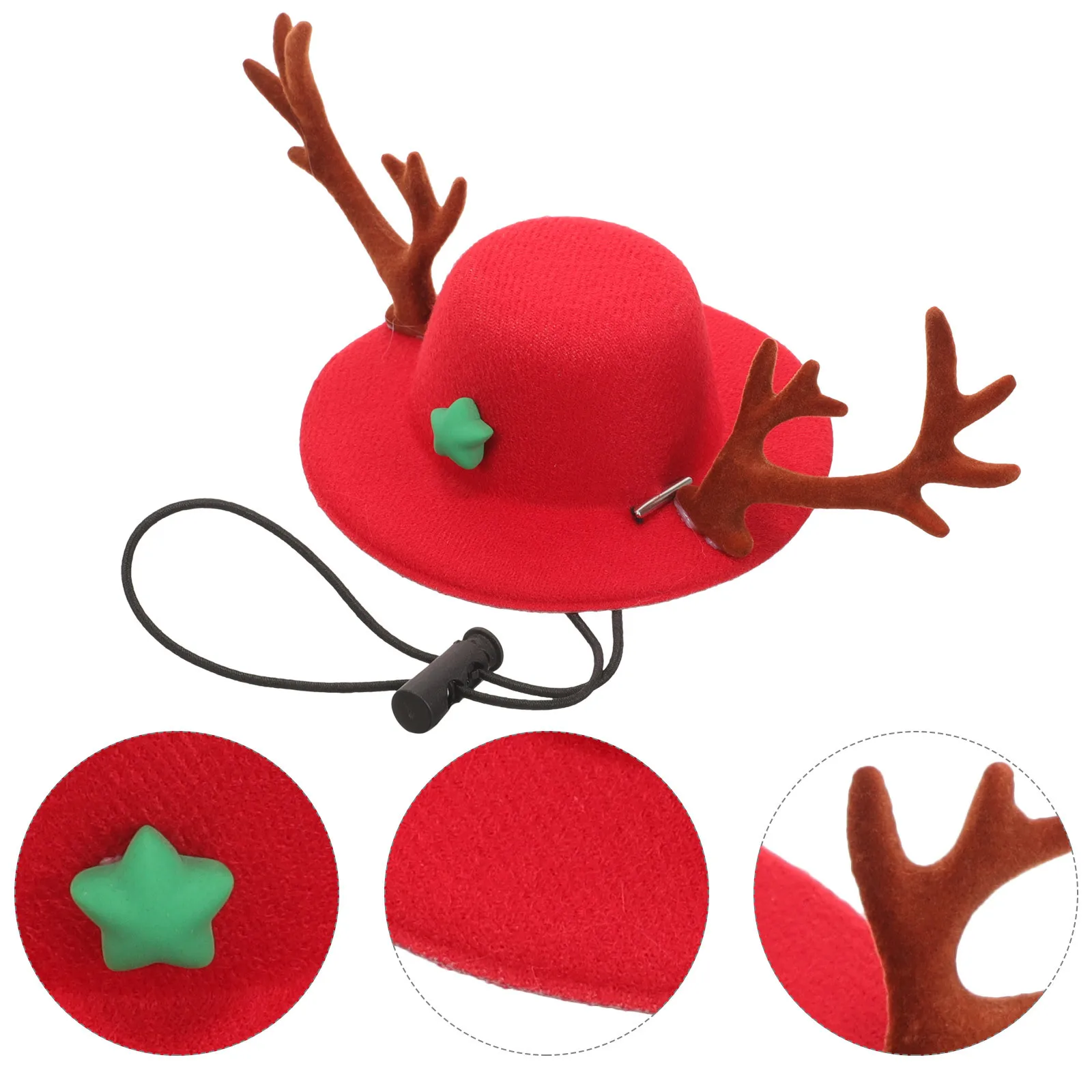

Reindeer Antler Dog Hat Christmas Pet Costume Cat Xmas Party Cap Adjustable Elastic Band Cute Headwear for Small Pets Holiday