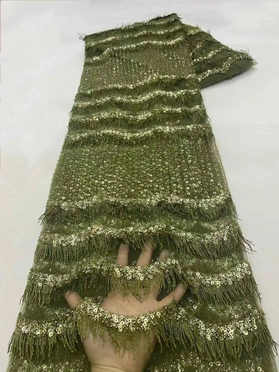 Robes de soirée brodées en dentelle africaine pour femmes, maille perlée, paillettes, tissu doré de luxe, tulle icating, couture, 5 mètres, XZ