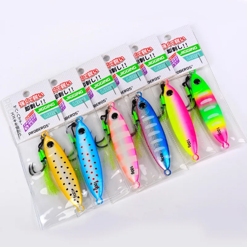 1 Stück 30g-100g Leuchtende Angelköder Metall-Angellöffel, Doppelhaken Slow Jigging Löffelköder Vertikaler Harter VIB Swimbait – Detail 6