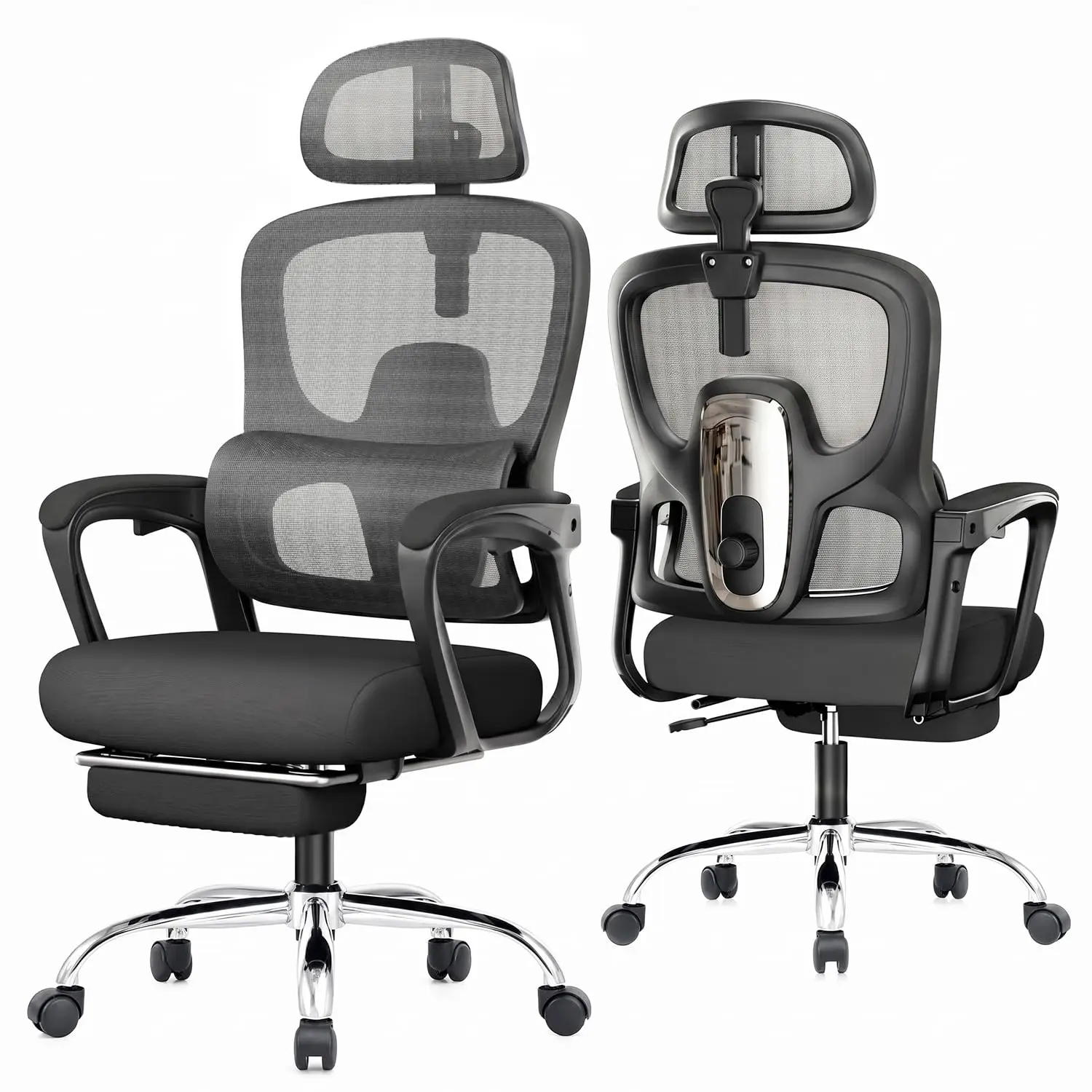 Adjustable Lumbar Support & Headrest, High Back Mesh Computer Chair for Home Office/Gaming, 350lbs Capacity