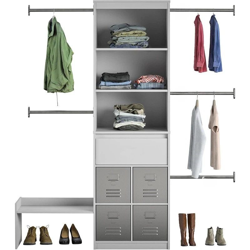 Adjustable Kids’ Closet Organizer System, Dove Gray