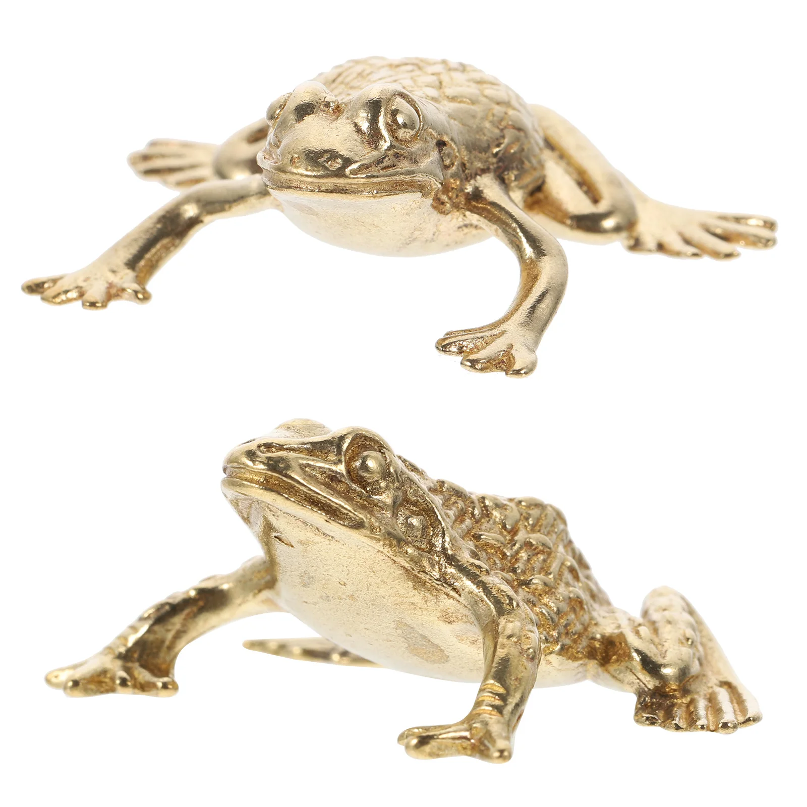 

2Pcs Brass Toad Ornament Chinese Style Toad Wealth Figures Fine Details Housewarming Gift Indoor Decor Art Collectibles