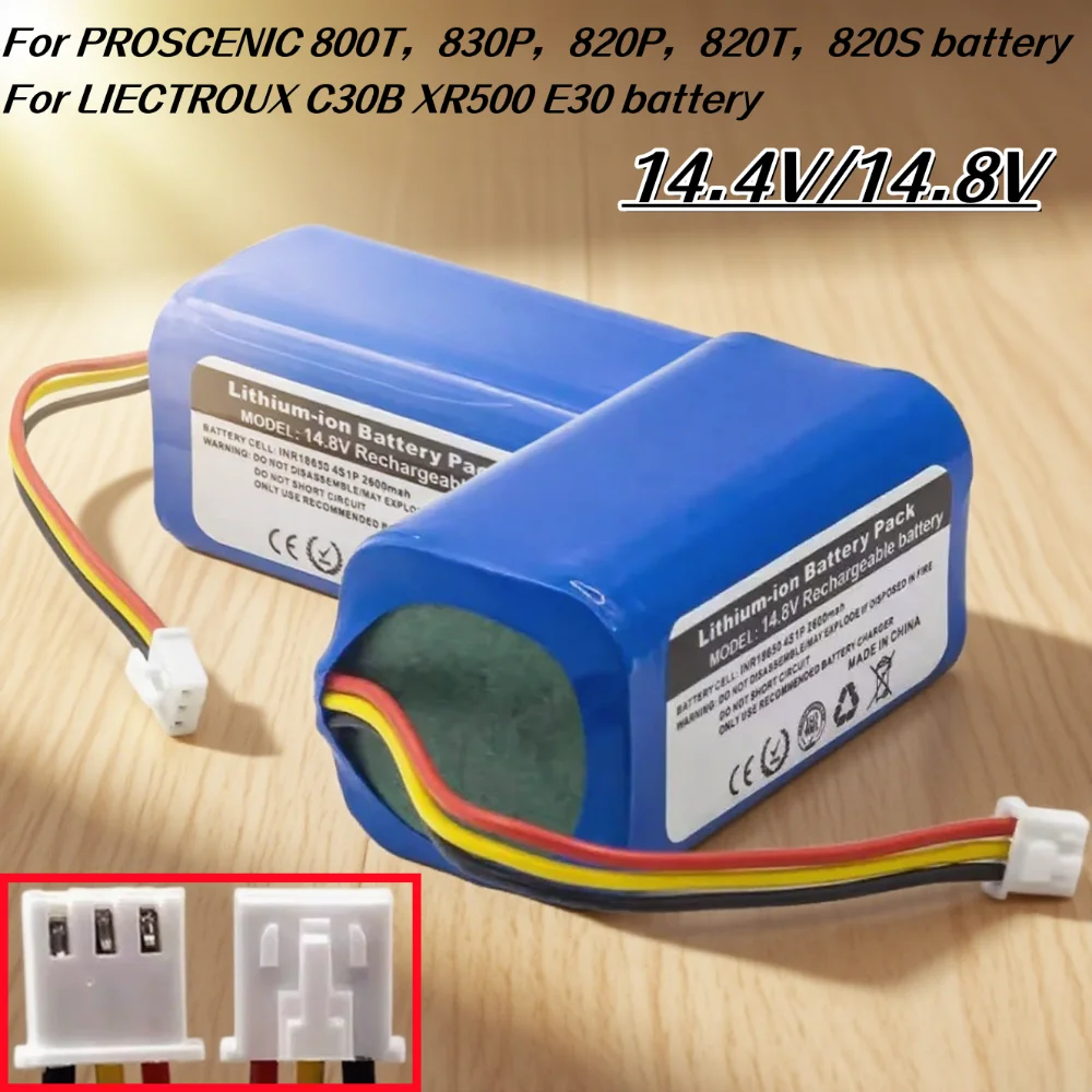 

14.8V 12800mAh High Capacity Li ion Replacement Battery for LIECTROUX C30B XR500 PROSCENIC 800T 830P 820S Robot Vacuum