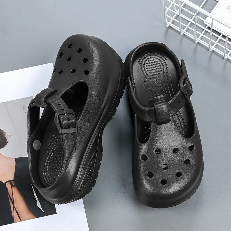 

Women's Clogs with Platform Thick Bottom Garden Shoes Slippers Beach Shoes Mary Janes Slip-on Mules 6cm High Indoor Outdoor