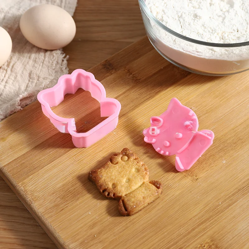 Sanrio Hello Kitty 3D Plastic Cookie Mold Set Mousse Cookie Mold Fondant Cake Decoration Baking Tools Kawaii Party Supplies