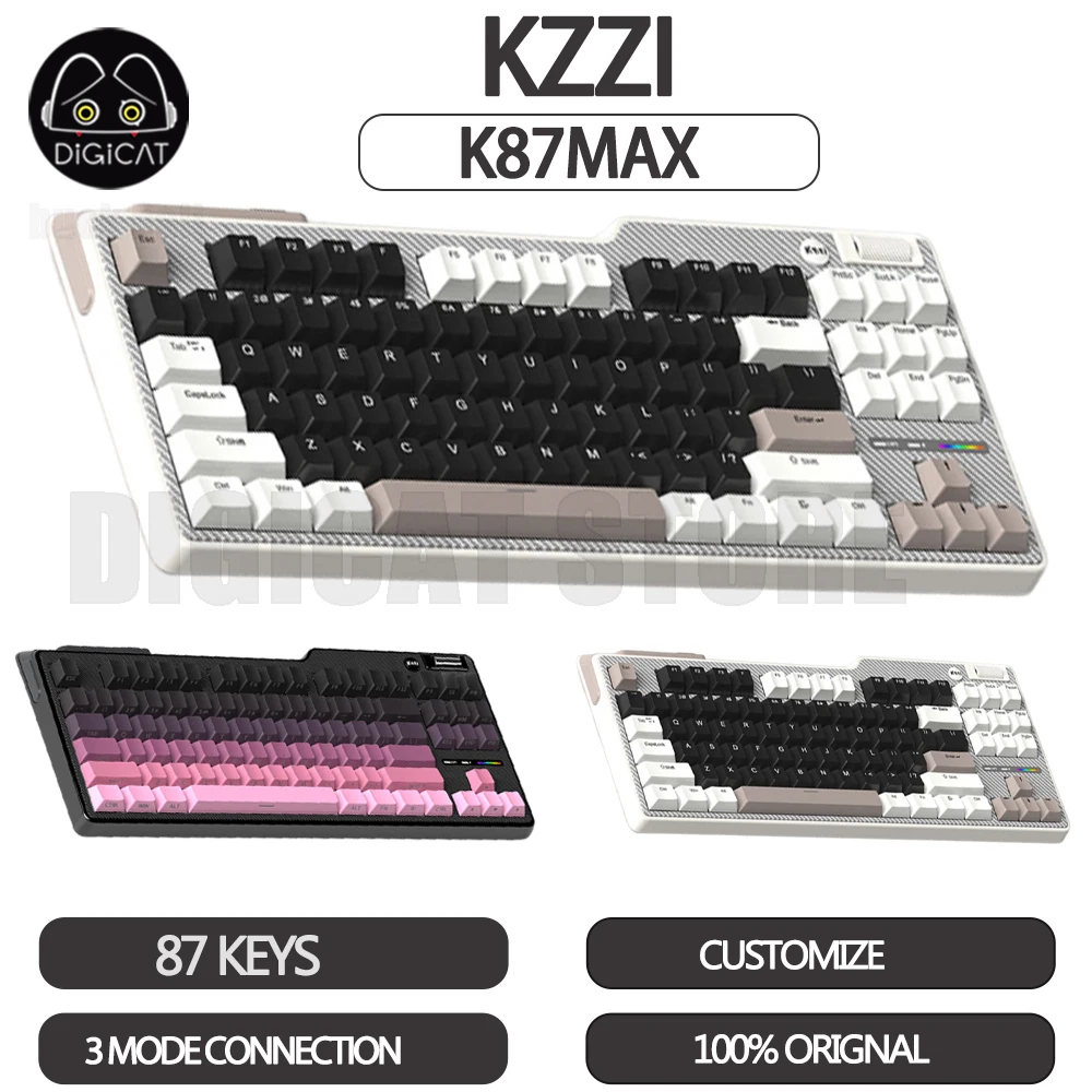 Kzzi K87max Mechanical Keyboard 3mode Gamer Wireless Keyboard 80% Layout RGB Hot Swap Keycaps Pbt Customise Pc Accessories Gifts