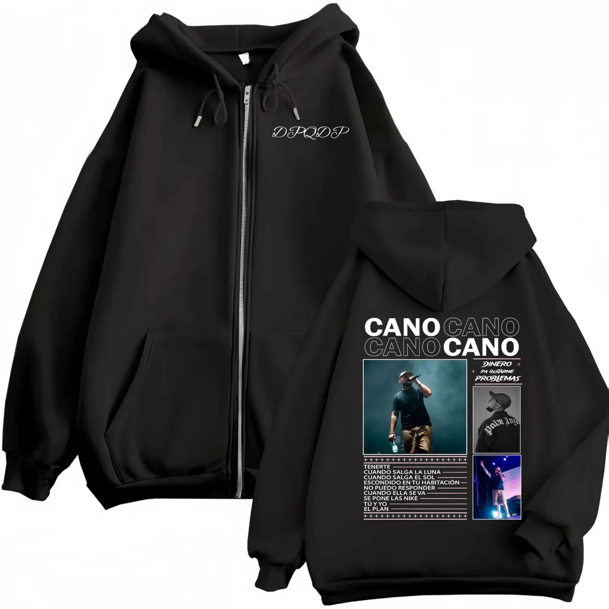 

Rapper Cano Double Sided Graphic Zipper Hoodie Men Women Hip Hop Fashion Zip Up Pullovers High Quality Fleece Hooded Sweatshirts