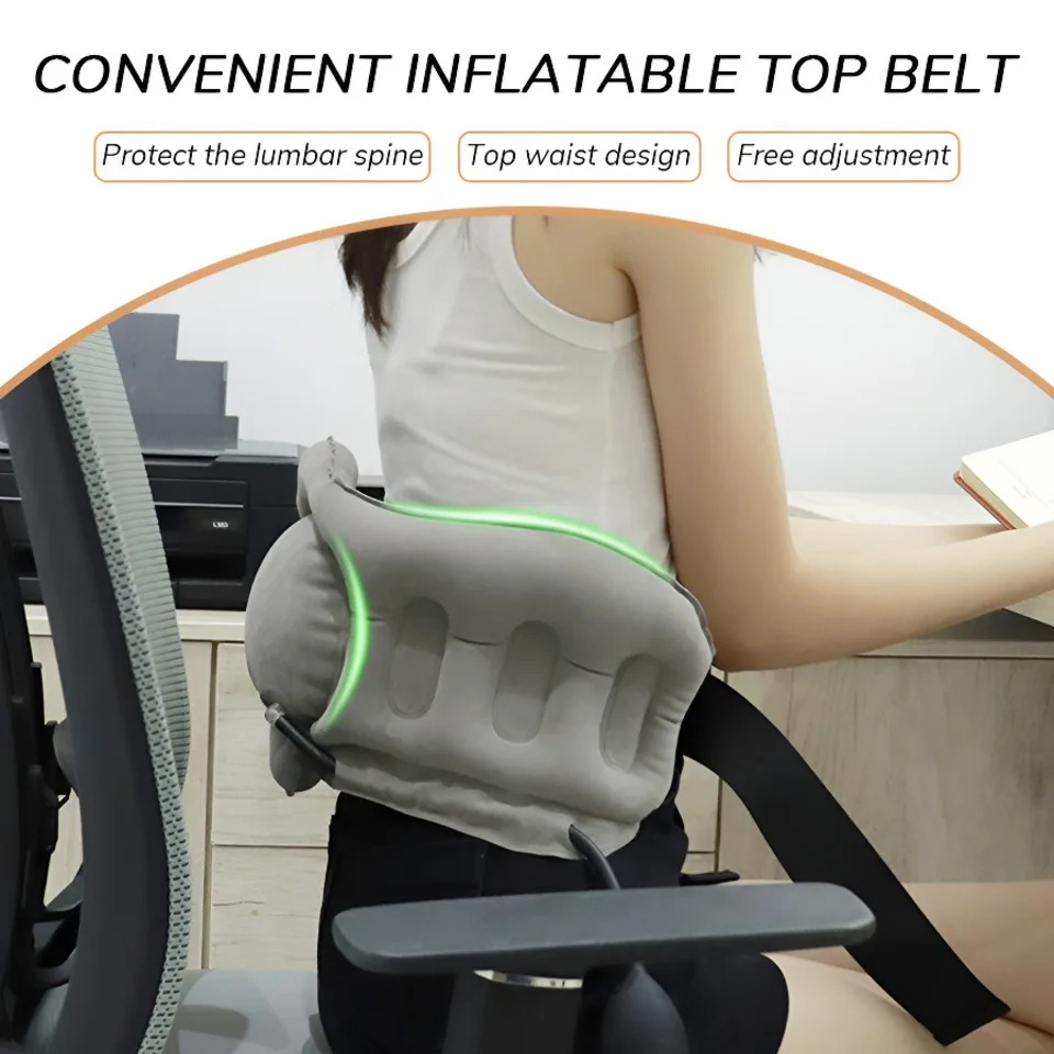 PVC Coated Fabric Inflatable Waist Belt Lumbar Support For Travel Home With Adjustable Air Pressure Convenient Top Belt