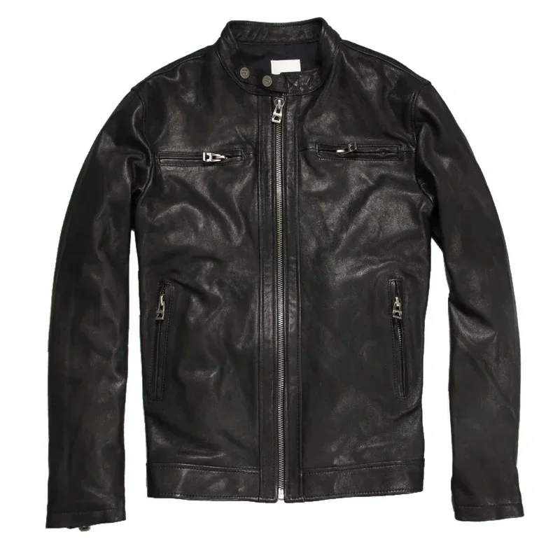 CLERANCE SALE ! Men's Leather Jacket Men Soft Matte Goat Skin Coat Black Male Genuine Jackets Autumn Plus Size 6XL M031