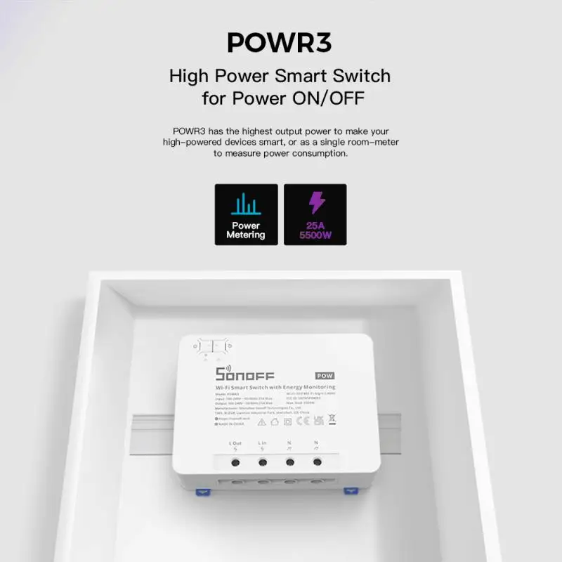 SONOFF POWR3 POWR316 POWR316D POWR320D Smart Power Meter Switch 16/20/25A Overload Protection Devices Support Alexa Google