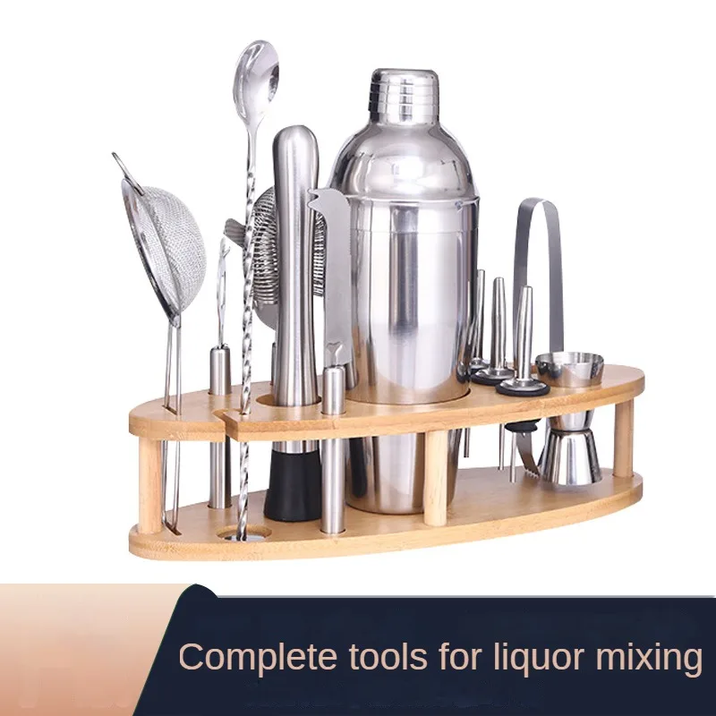 

Cocktail shaker set 12pcs cocktail set Bartender kit with Wooden Case 750ml stainless steel shaker bar accessories home bars