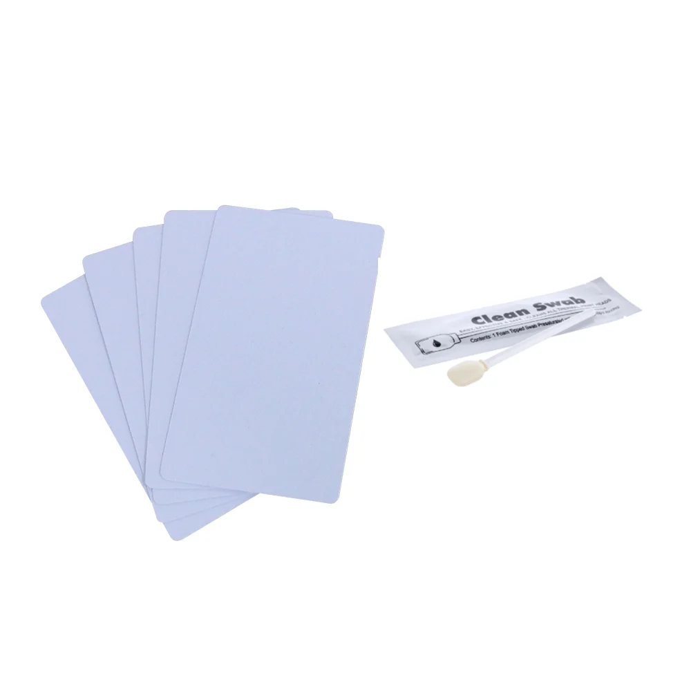 Compatible ACL001 Pack of 5 Adhesive Cards &5 Cleaning Swabs for Evolis Primacy Zenius Elypso Badgy100 Badgy200 Print Head