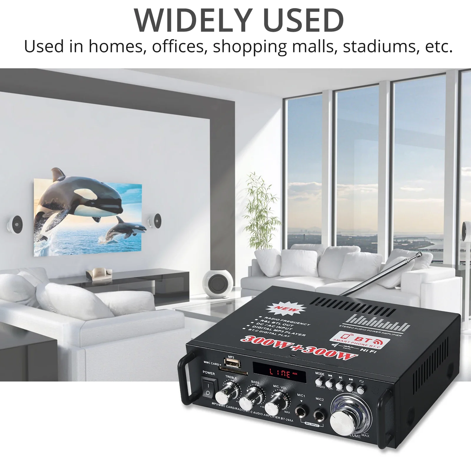 PROZOR 600 Вт усилитель для домашнего кинотеатра Bluetooth стерео аудиоприемник звук SD микрофон USB MMC FM 12 В/220 В регулятор громкости высоких частот