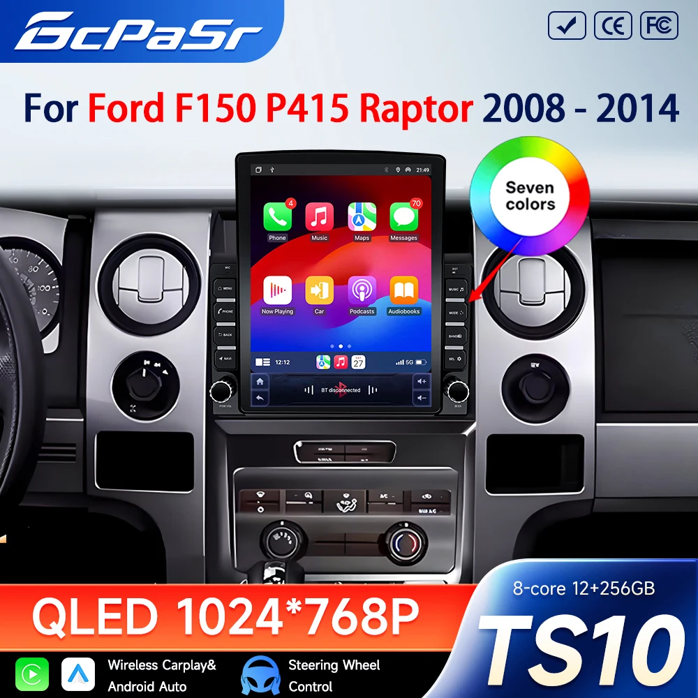 9.7 Android Auto Car Radio For Ford F150 P415 Raptor 2008 2009 2010 2011 2012 2013 2014 Navigation GPS Carplay Head Unit Stereo