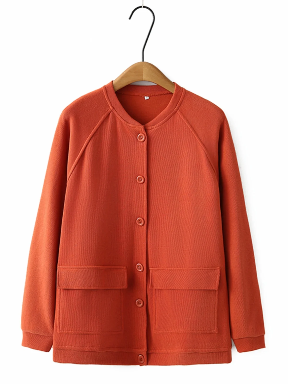 Loose Fit Long Sleeve round Neck Baseball Style Jacket Women's Double Pocket Outerwear Casual Versatile Single Button Autumn ...