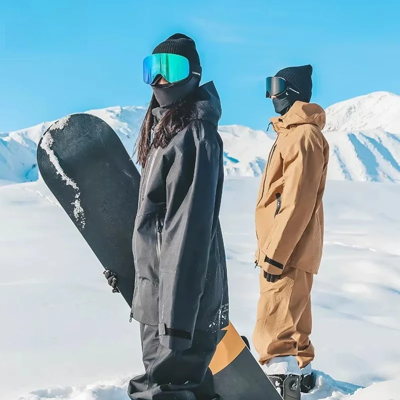 Professional 3L Ski Suit for Men Women Full Pressure Glue Cyber Hard Shell Windproof Waterproof Cold-proof Snowboarding