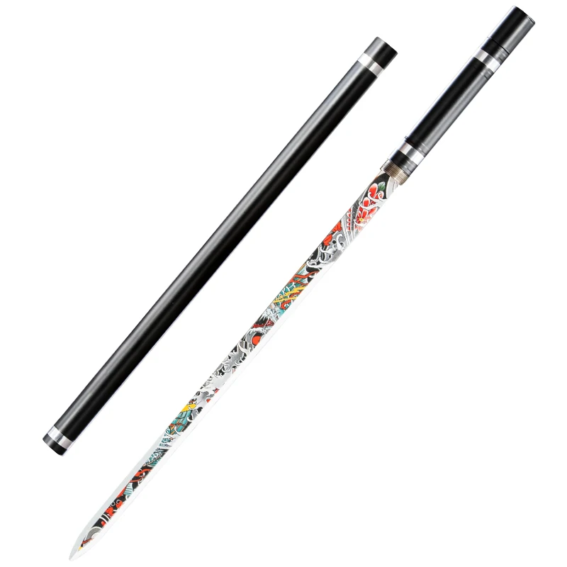 Wave Float Reconnectable Hidden Stick Sword Manganese Steel Black Metal Tube Scabbard Straight Sword Free Black Sword Stand