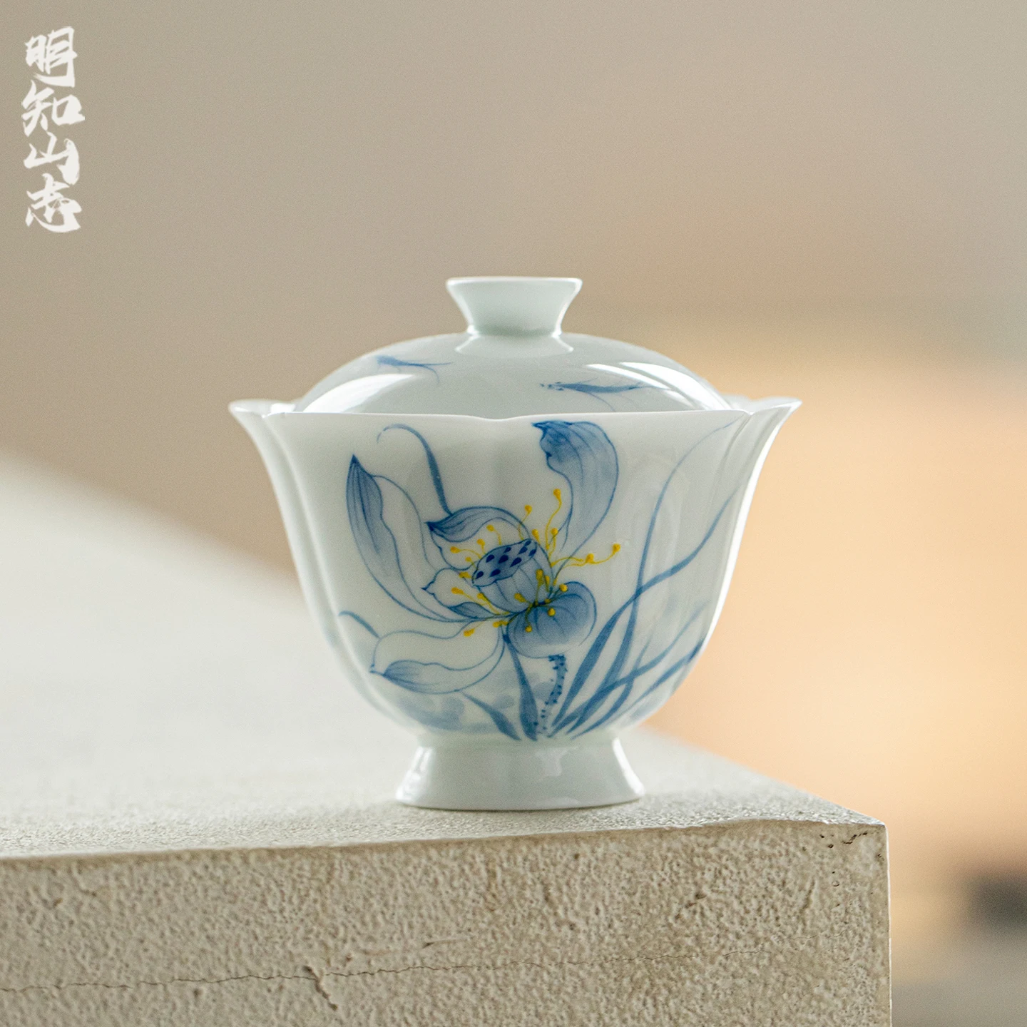 hand-painted-ceramic-tea-set-high-aesthetic-value-lotus-flower-mouth-tea-bowl-for-gongfu-tea-brewing-home-use-high-footed-cov