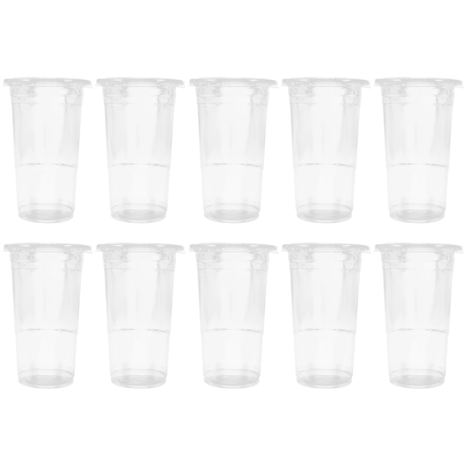 

50 Pcs Transparent Beverage Cups 700ml Flat Lid Disposable Plastic Juice Cold Drink Fruit Storage Kitchen Bar Home