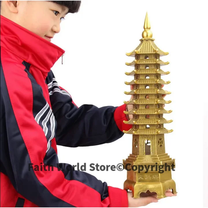 

29CM Large # HOME lobby hall efficacious protection Town house Exorcise evil spirits Talisman brass WENCHANG pagoda FENG SHUI