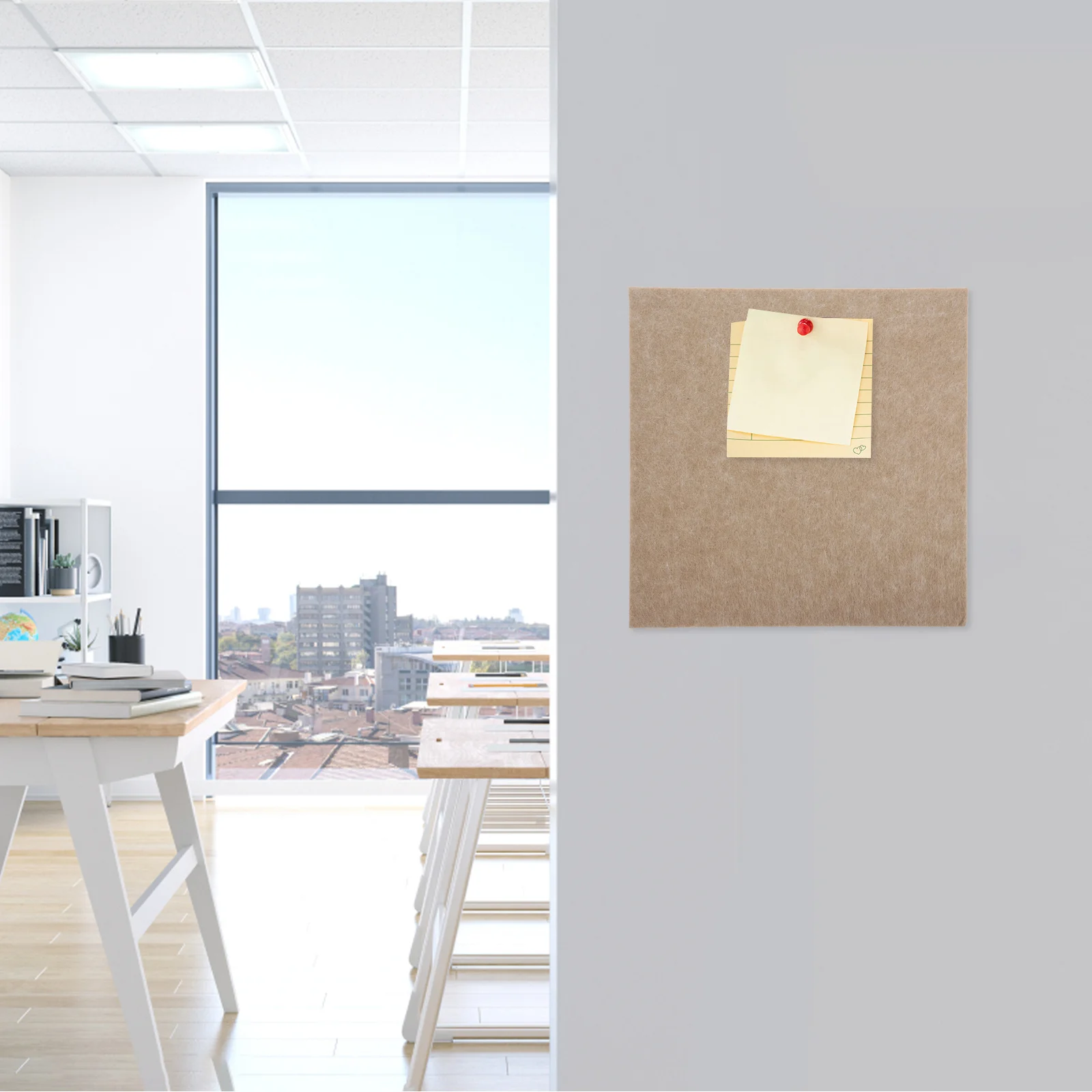 

4Pcs Square Felt Bulletin Board Tiles Self Adhesive Felt Wall Tiles Square Pin Board for Office Classroom Bedroom Decoration