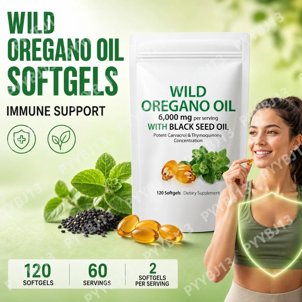 Wild Oregano Oil with Black Seed Oil Softgels 20:1 Oregano Extract with Carvacrol and Thymoquinone Daily Wellness Supplement