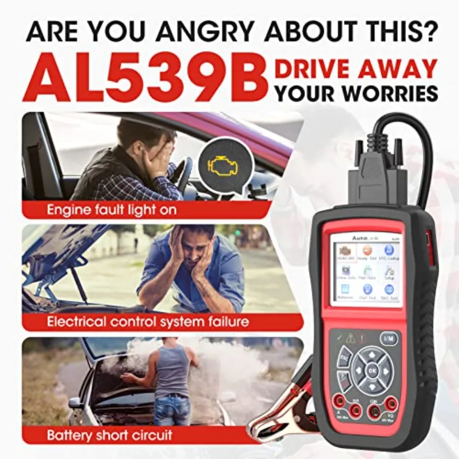 AL539B Obd2 الماسح الضوئي 3in1 قارئ الرمز جهاز اختبار بطارية Avometer لبطاريات 12 فولت تشخيص OBDII الكامل وبداية الدائرة C